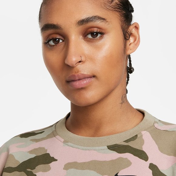 Nike Dri-Fit Get Fit Camo Training Crewneck Sweatshirt Top - Picture 3 of 4